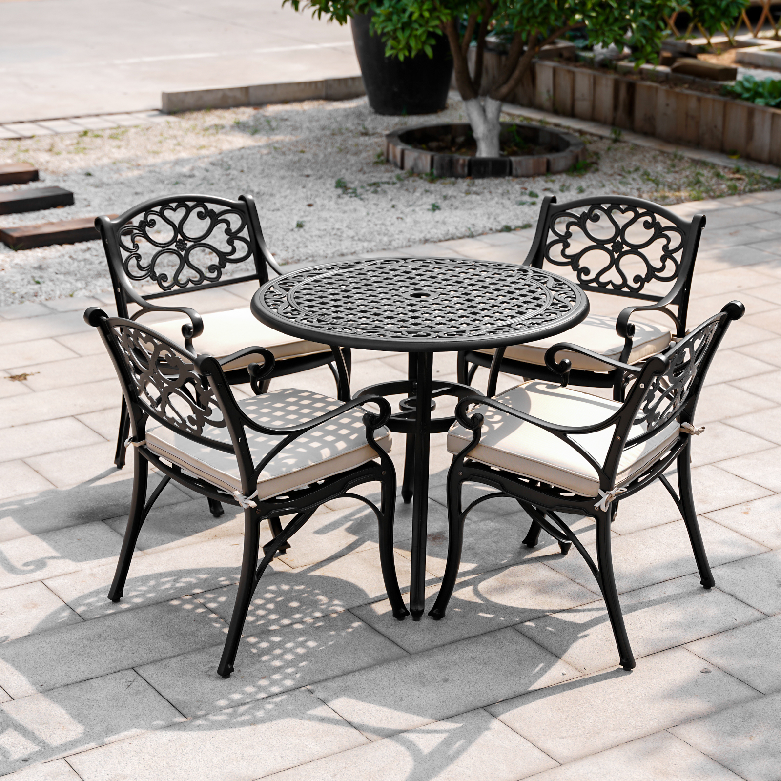 wrought iron outdoor dining table and chairs